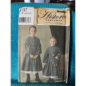 Simplicity 4737 pattern Girls Civil war dress petticoat doll size 3 4 5 6 7 8